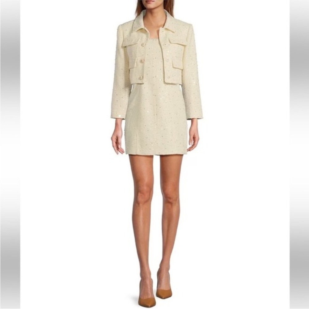 Antonio Melani Rita Sequin Tweed Elegant Cream Women's Jacket - Picture 4 of 4